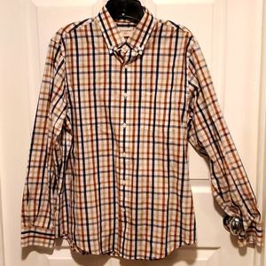 Dockers Plaid Off-White Button Down Men's Long Sleeve - Size Medium
